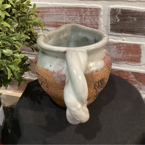 Vintage Stunning Hand Crafted High End Ceramic Pitcher - Fossil Leaf Designed - Picture 4 of 11